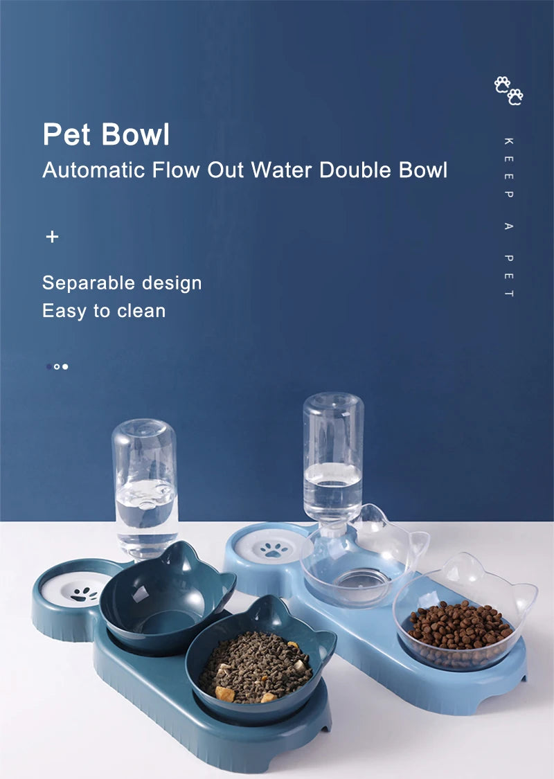 Automatic Pet Feeder with Raised Stand - 3-in-1 Bowl - Wonderful Cats