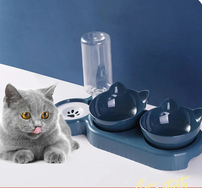 Automatic Pet Feeder with Raised Stand - 3-in-1 Bowl - Wonderful Cats