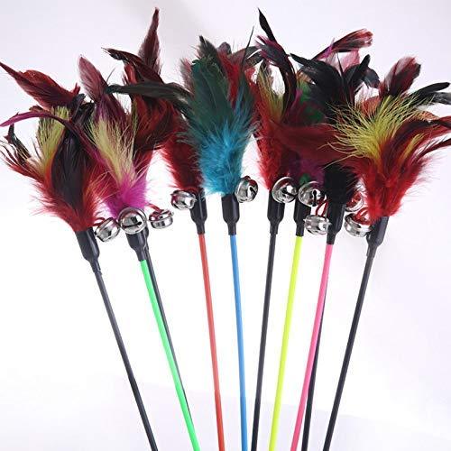 Multi-Colored Feather Pole With Bell For Cats - Wonderful Cats