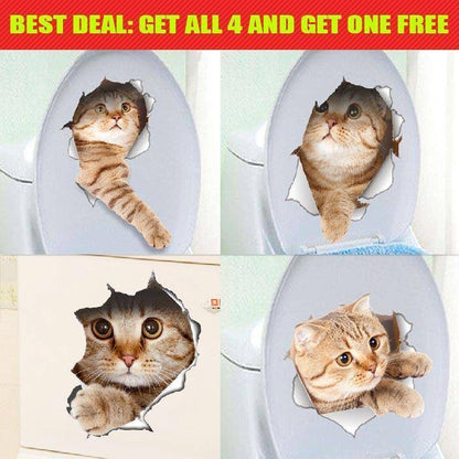 3D Cat Wall/Toilet Sticker - Wonderful Cats