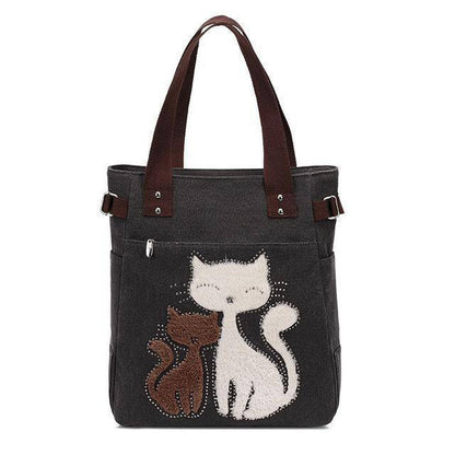 Cat Embroidery Canvas Handbags - Wonderful Cats