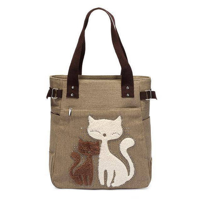 Cat Embroidery Canvas Handbags - Wonderful Cats