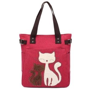 Cat Embroidery Canvas Handbags - Wonderful Cats